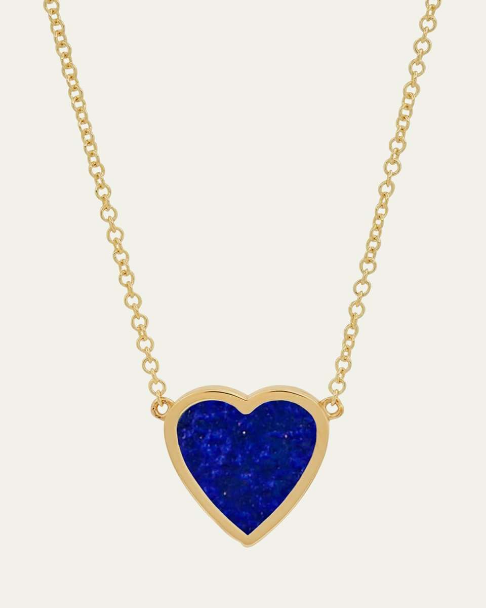 Mini Lapis Inlay Heart Necklace